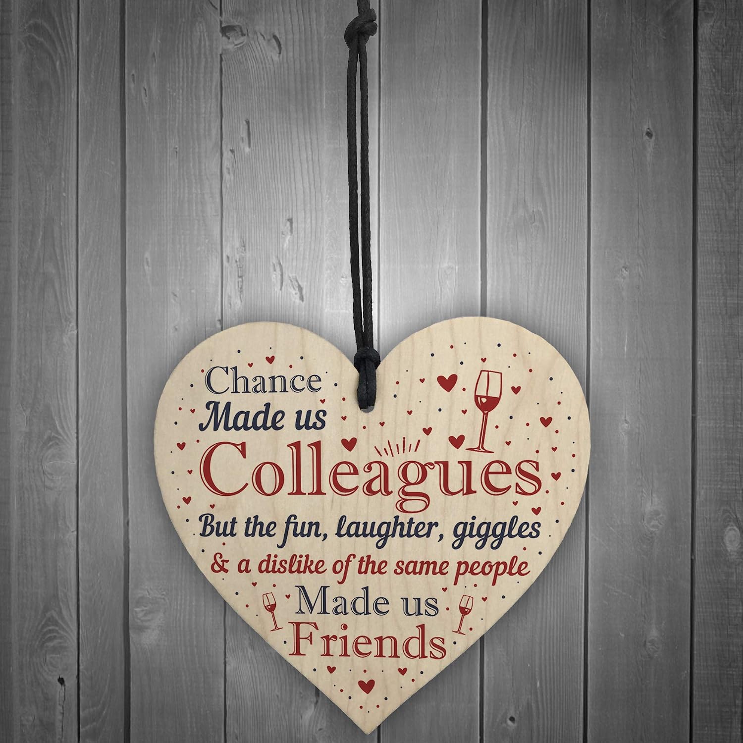 Red Ocean Chance Made Us Colleagues Wooden Heart Leaving Job Gift For Friend Birthday Thank You Gift Friendship Sign - Image 3