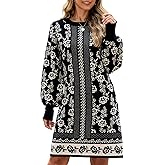 Kedera Womens Knit Sweater Dress Floral Pullover Casual Crewneck Long Sleeve Flower Printed Spring Trendy Dresses Outfit
