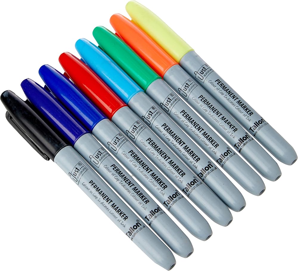 Just Stationery Pack Of 8 Coloured Permanent Markers