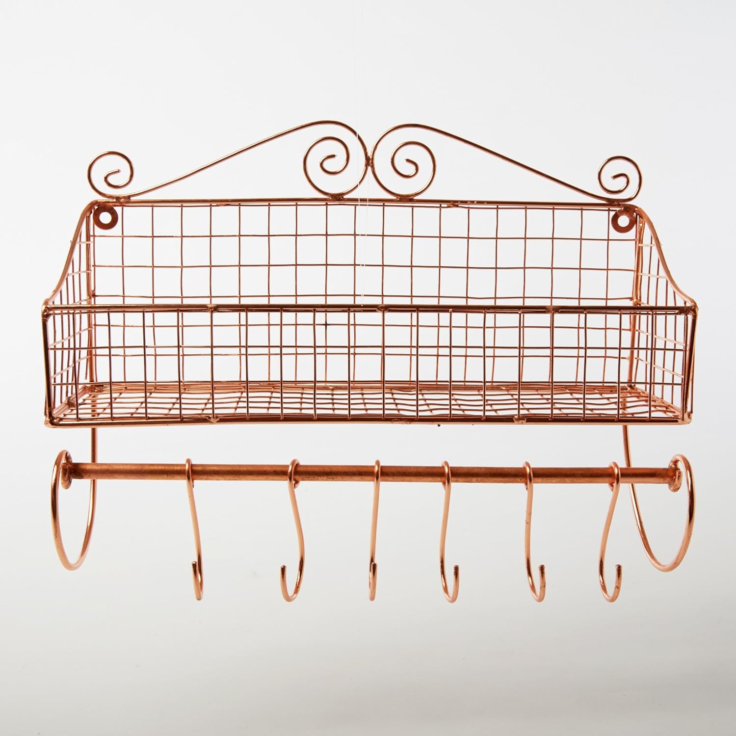 Wire Mesh Wall Display with Hooks Copper Spice Rack Kitchen Home