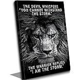 Black and White Lion Inspiring Canvas Wall Art Animal Motivational Picture Man Cave Inspirational Lion Poster Prints Modern Quotes Artwork Wall Decor for Bedroom Office Living Room 12x16in Framed