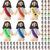 Barydat 200 Pack Mini Jesus Figurines Bulk Tiny Jesus Toys Little Figures Miniature Doll to Hide and Seek Religious Party Favors Sunday School Baptism Gift Church Events(Bible Verses)