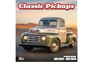 RED EMBER Classic Pickups 2026 Wall Calendar 12 Month | 12" x 24" Open | Thick & Sturdy Paper | Holiday Gift | Old Classic Trucks Calendar 2026