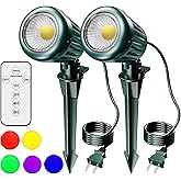 BYQY Outdoor Spot Lights for Yard,120V Plug-in Christmas Spot Lights with Timer Remote Control,6000K Landscape Lighting with 5 Color Lenses (Red,Yellow,Green,Blue,Purple),IP67 Waterproof,2 Pack