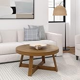 Plank+Beam Classic Coffee Table, 36 Inch, Round, Pecan Wirebrush | Non-Toxic Finishes, Versatile Design, Modern Design, Modern Style, Solid Wood