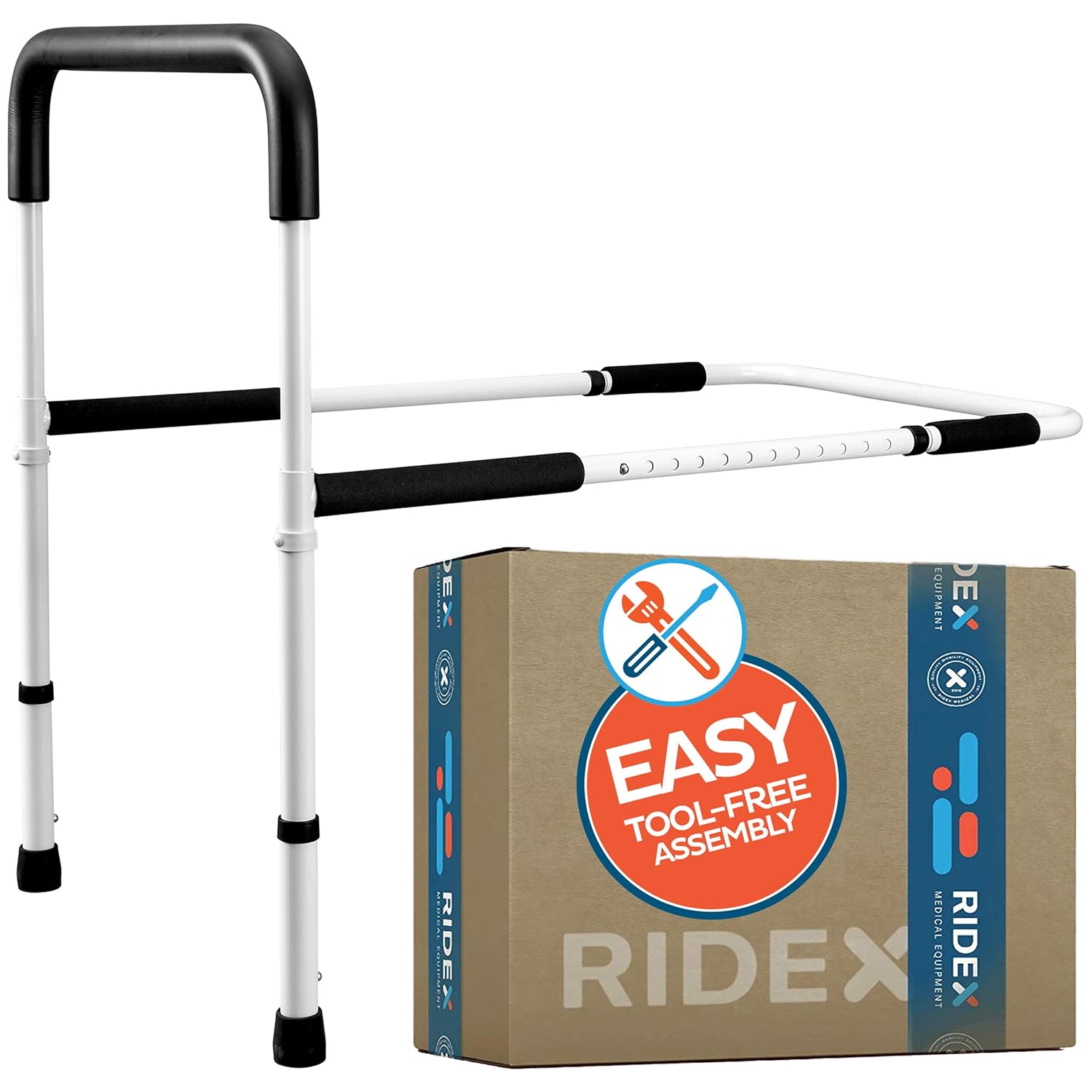 Bed Assist Hand Rails with Legs for Elderly - Adjustable Foam Padded Safety Support Handles for Bedside Assistance, Handicap, Adults, Seniors - Sturdy Medical Safety Equipment for Hospital, Bedroom: Industrial & Scientific