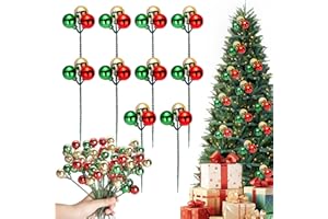 24 Set Christmas Ball Ornaments Picks Xmas Wreath Pick Christmas Wreath Filler Spikes for Tree,Decoration Supplies, Garland, 