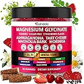 Adndale 90ct 15-in-1 Magnesium Glycinate Gummies 400 mg/serv- with Magnesium Malate, Ashwagandha, Tart Cherry, Magnolia Bark, Lemon Balm, Passionflower, Chamomile, L-Theanine, Zinc, Vitamin K2 & D3