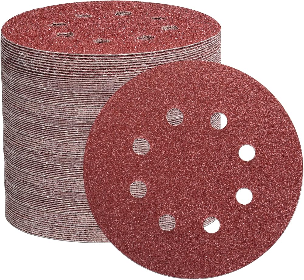 STEBRUAM 105PCS 5" 125mm Sanding Discs 8 Hole Hook Loop Orbital Sander 40-600