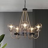 ZEVNI Gold Black Chandelier, Modern 5-Light