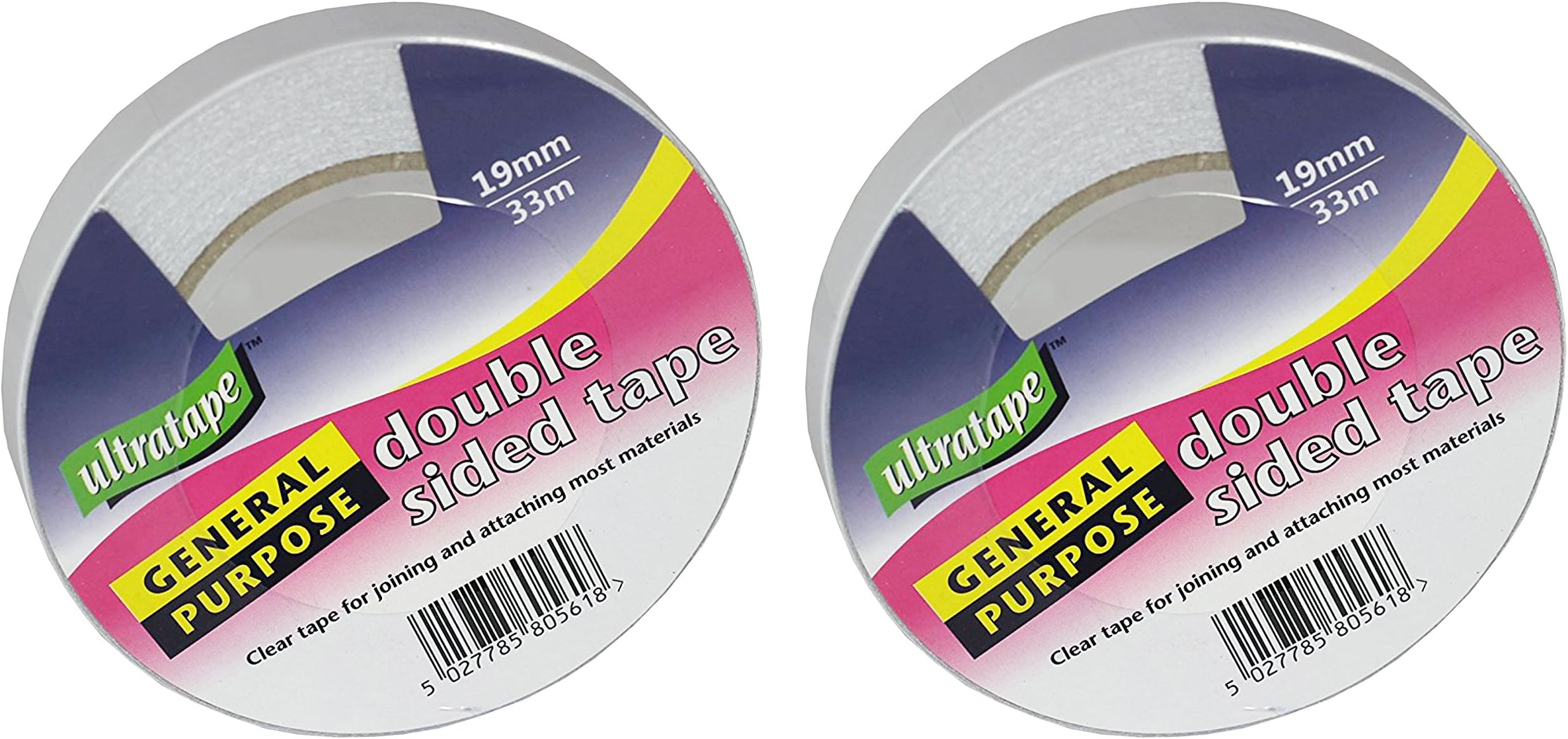 1/2/3/6 Rolls Ultratape Double Sided Sticky Tape 19mm x 33m (2 Rolls)