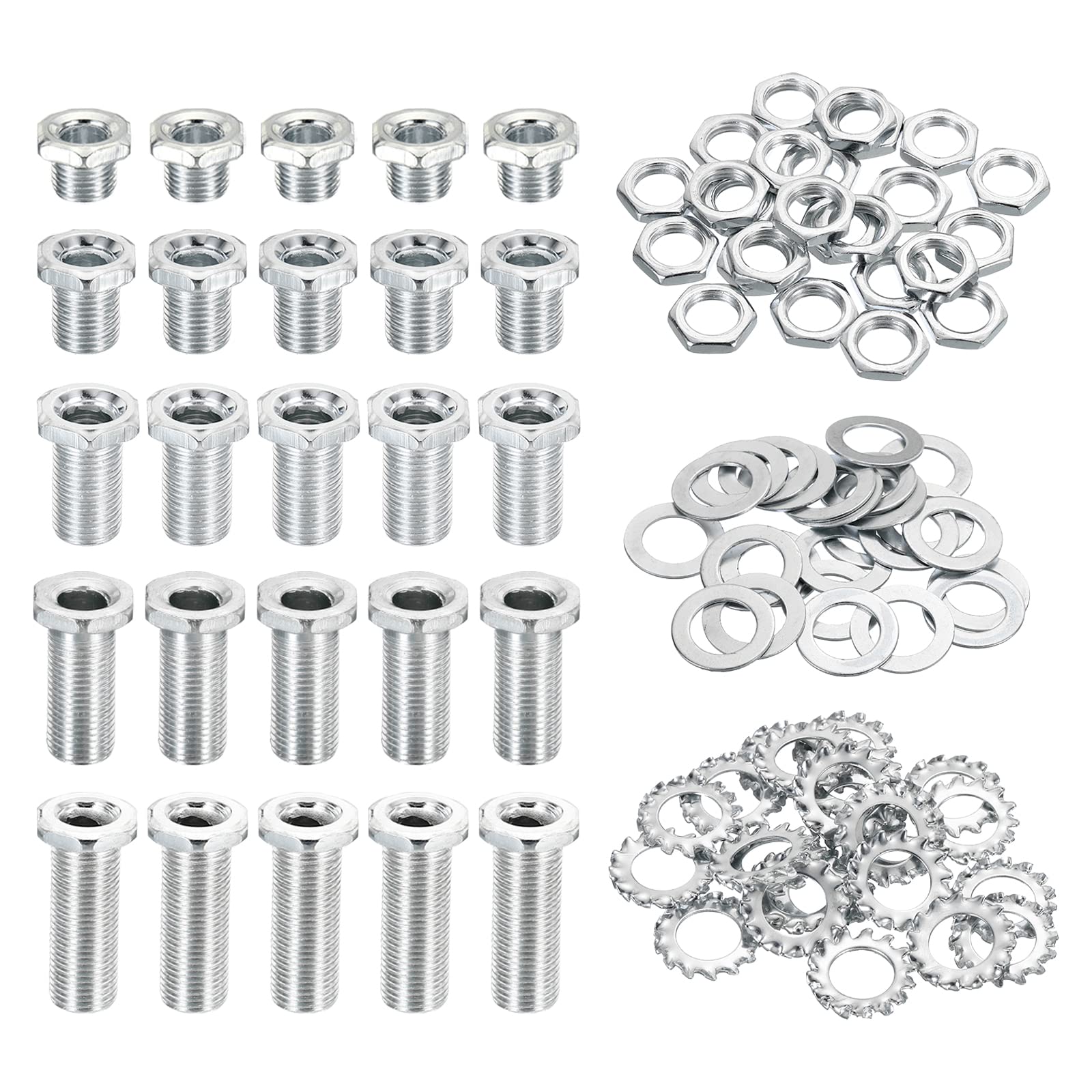 PATIKIL M10 Hex Hollow Screw Bolts, 4 in 1 / 100Pieces Through Hole Bolt Chandelier Fasteners with Hex Nut and Gasket