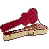Crossrock Wooden Guitar Case fits 12-Frets 000/OM Acoustic Guitars - Stainless Steel Latches, Sponge Lining, Metal Feet, Storage Space - Vinyl Tweed (CRW620-00012TW)