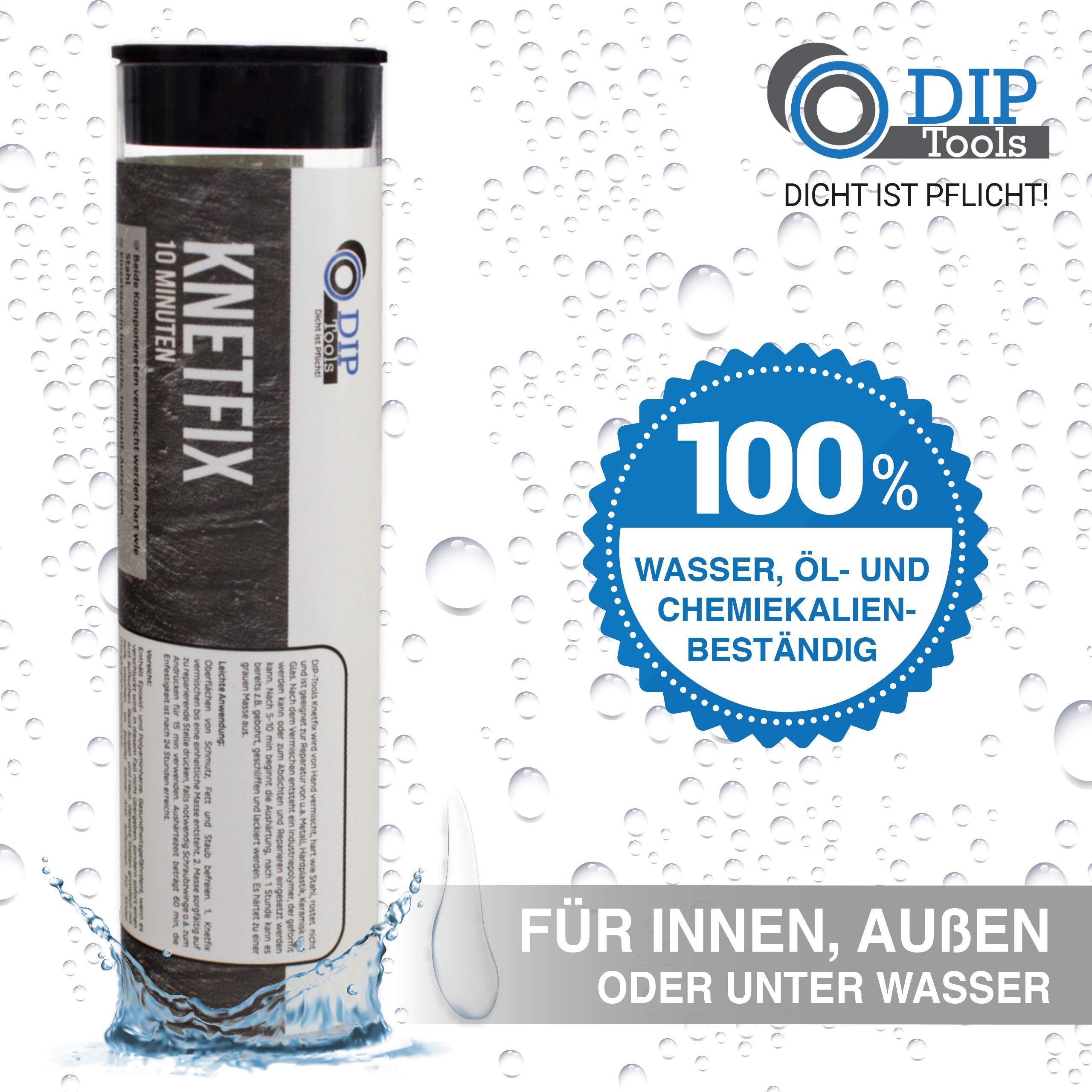 DIP-Tools Wasserdichte 2k Epoxidharz Knete - Epoxidharz mit Härter - 2 Komponenten Kleber - 2k Kleber - Powerknete, Reparaturknete (1x56g) 5