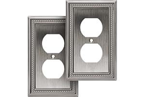 Henne Bery Sunken Pearls Decorative Wall Plate Switch Plate Outlet Cover (Single Duplex, 2 Pack, Heirloom Silver)