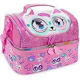 YOYTOO Kids Double Decker Cooler Insulated Lunch Bag, Back to School Large Meal Tote for Boys, Girls, Men, Women, with Adjustable Strap, Cat
