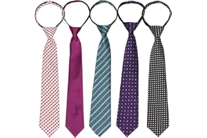 kilofly Pre-tied Adjustable Zipper Tie Kids Boys Baby Necktie Value Set of 5