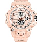 findtime Women’s Digital Watch Waterproof Sport Watch Analog Wristwatch Military Tactical Watches LED Luminous Alarm Stopwatch Dual Time Wrist Watches