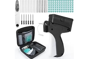 FONWILL Clothing Label Gun with Box,Standard Retail Price Tag Labeling Gun Kit,Having 6 Needles, 2000 Micro Fasteners, Scissors and Soft Cover,Suitable for Store,Warehouse,Consignment,Yard Sale,etc.(Black)