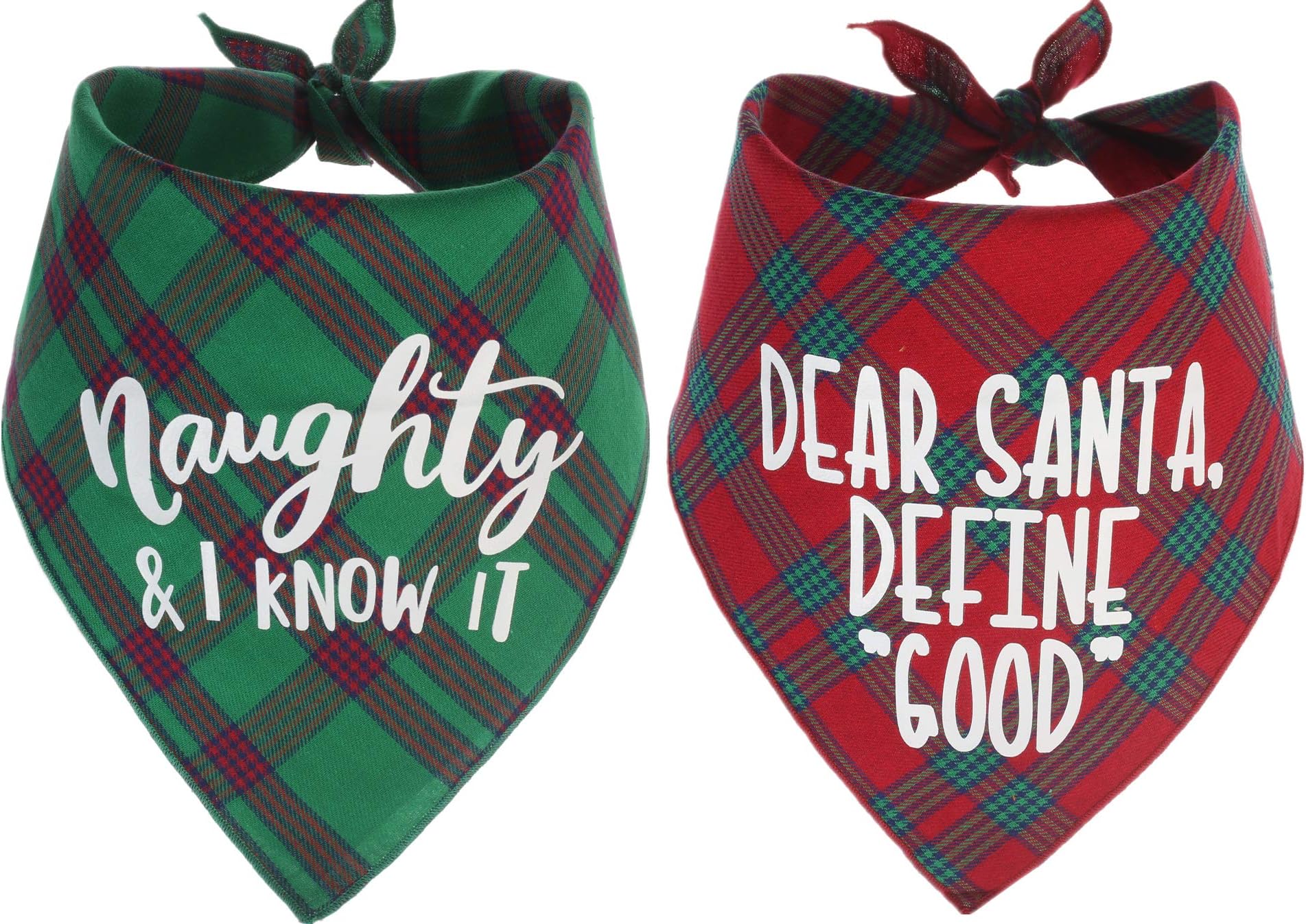 Dog Christmas Bandanas Plaid Reversible Triangle Bibs Scarf Accessories for Dogs Cats