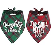 Dog Christmas Bandanas Plaid Reversible Triangle Bibs Scarf Accessories for Dogs Cats