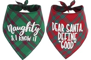 PICKUPIK Dog Christmas Bandanas Plaid Reversible Triangle Bibs Scarf Accessories for Dogs Cats