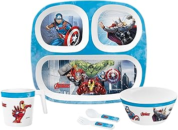 Servewell Avengers Melamine Kids Set, 5-Pieces, Blue