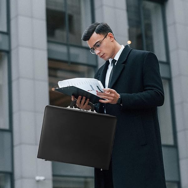 HAESTUS BRIEFCASES FOR MEN, PROFESSIONAL LEATHER BRIEFCASE WITH LOCK, HARD SHELL BUSINESS BRIEF CASE, DURABLE EXECUTIVE ATTACHE CASE FOR LAPTOP DOCUMENTS, MENS HARD BRIEFCASE FOR WORK OFFICE TRAVEL