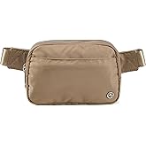 Pander Everywhere Belt Bag for Women, 5 Zipper Pockets Nylon Crossbody Fanny Pack Purse (Gray Brown)
