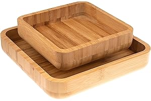 Mateda Bamboo Pistachio Snack Bowl Double Dish Nut Bowl with Shell Storage, 9.5" x 9.5" x 3.8"