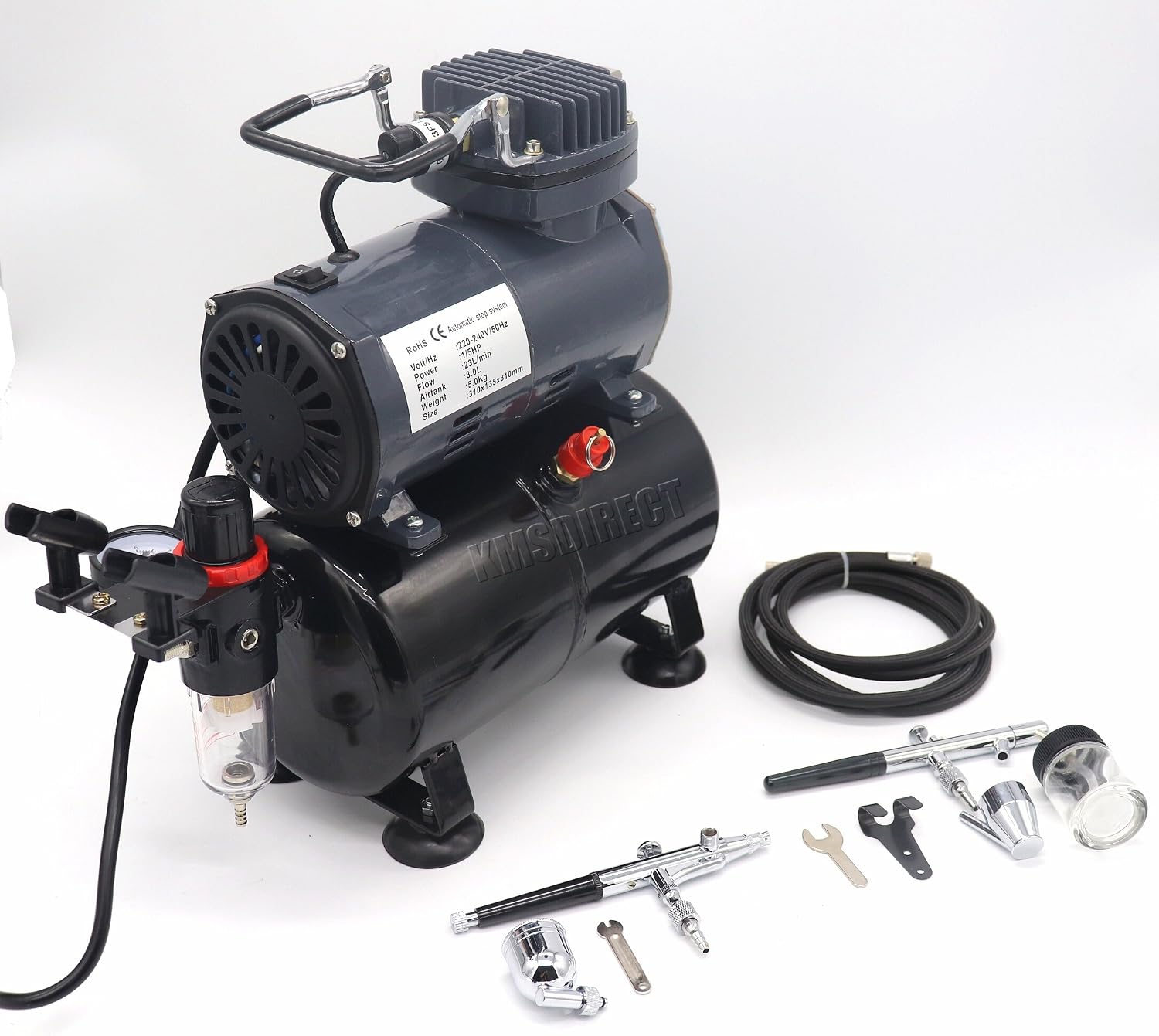 Kit Aérographe Professionnel Fengda FD-186K - Compresseur 3L + Aérographe Double Action
