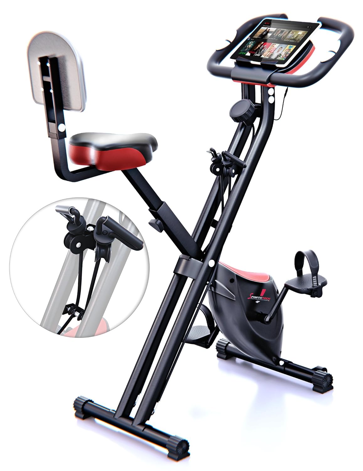 Sportstech F Bike X bicicleta estática con banda elástica patentada KG inercia