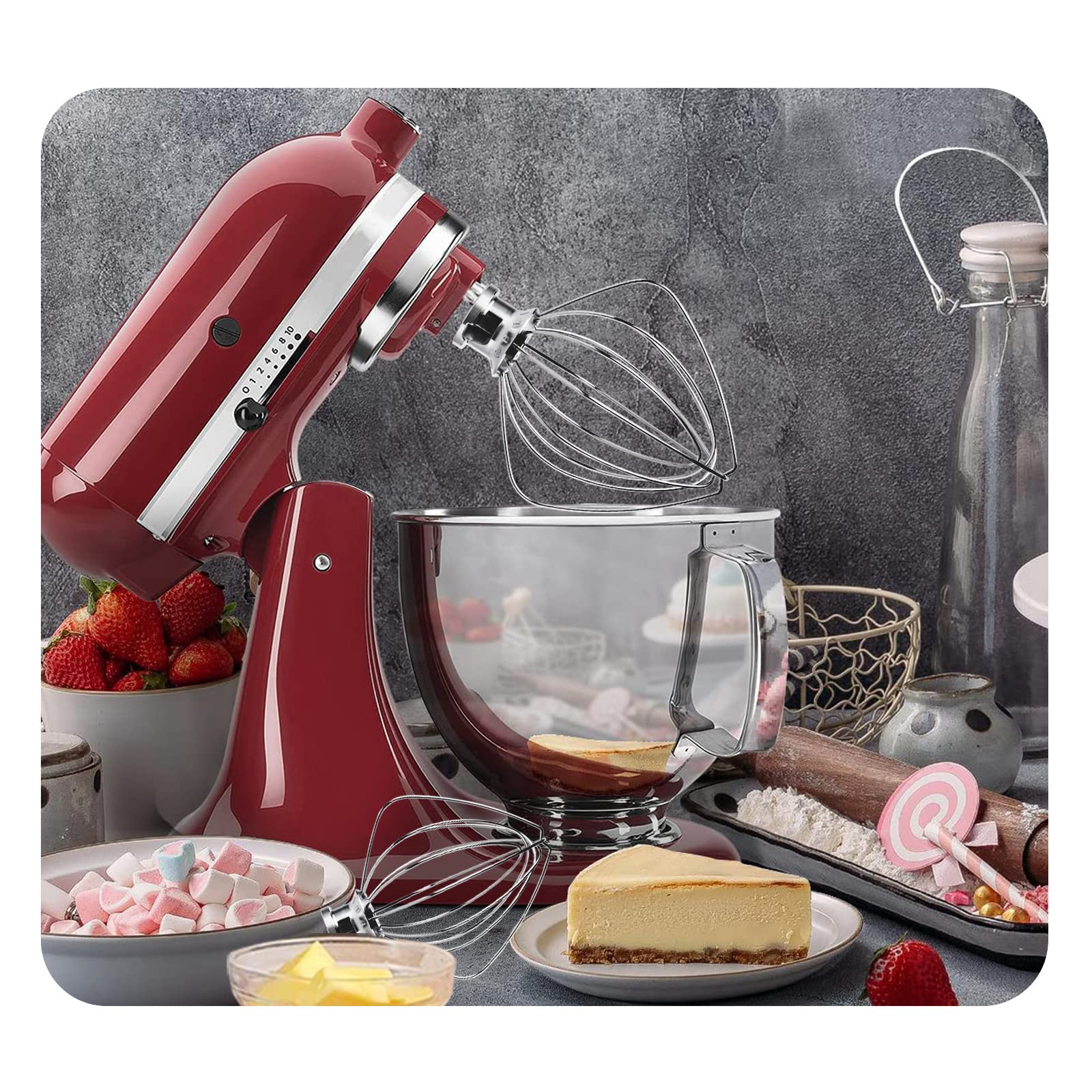 Stainless Steel 6-Wire Whip Attachment for KitchenAid 4.5 and 5 Quart Tilt-Head Stand Mixer, K45WW Whisk Attachment, Balloon Whisk, Heavy Duty, Dishwasher Safe