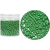 Bala&Fillic Green Color 4mm Glass Seed Beads About 1400pcs in Box 6/0 Glass Craft Seed Beads for Jewelry Making (Green -Size 4mm)