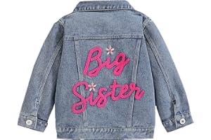 Big Brother Sister Baby Boys Girls Denim Jacket Coat Embroidery Letter Print Toddler Kids Button Cardigan Fall Clothes