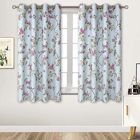 Printed Blackout Curtains Eyelet Thermal Insulated Super Soft
