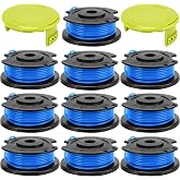Replacement Spool for Greenworks Weed Eater String, 0.065"-16ft Line for Greenworks Weed Wacker String, Auto-Feed Spool Single Line Cordless Trimmers (10 Spool+2 Cap)