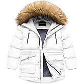 CREATMO US Boy's Winter Parka Water Resistant Hooded Puffer Fleece Lined Jackets Coats