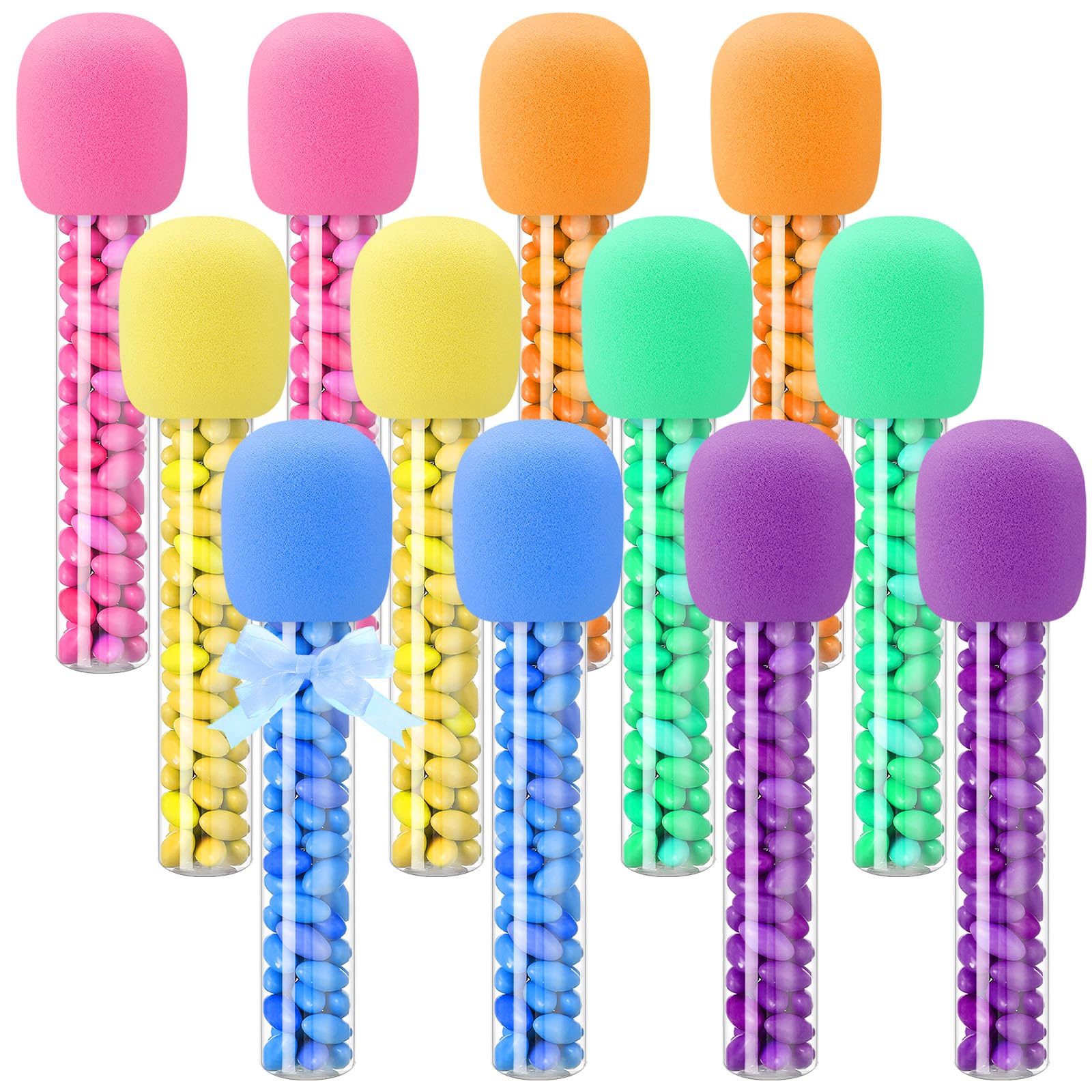 Photo 1 of Newtay Microphone Candy Tubes Kpop Themed Decor Karaoke Theme Birthday Party 10'' Fake Prop Microphone Plastic Toy for Disco Singer Stage Costume Prop, Candy Not Included(Colorful,12 Pcs)