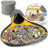 Creative QT SlideAway Playroom Toy Storage Organizer & Play Mat for Kids Ages 3-14 - Easy Cleanup Building Bricks & Action Fi