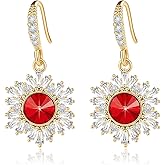 Austrian Crystal Snowflake Drop Dangle Earrings for Women Dangling Christmas Earrings 14K Gold Plated Hypoallergenic Jewelry