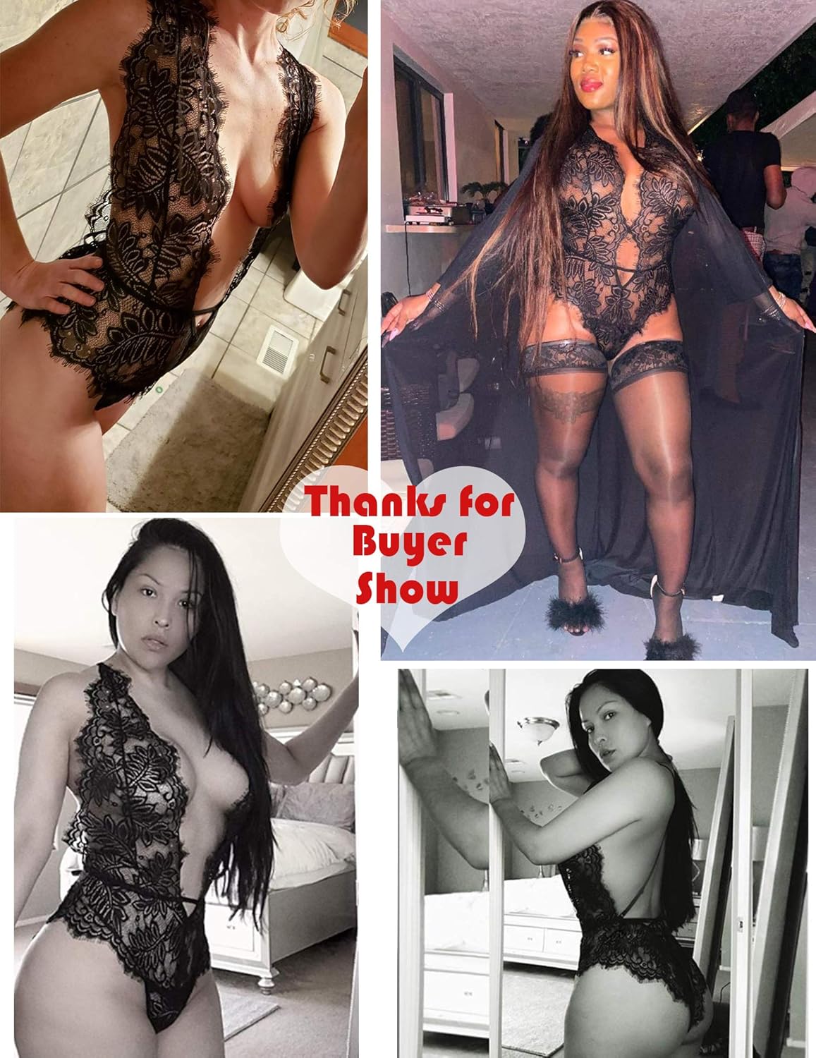 ADOME Women One Piece Lingerie Deep V Teddy Lace Bodysuit Mini Babydoll at  Women’s Clothing store