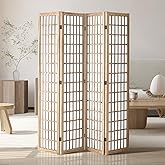 VEVOR Room Divider, 4 Panel Japanese Room Divider, Folding Privacy Screen Indoor, Portable Partition Dividers and Decoration Screens, for Room Separation, Home, Office, Restaurant &amp; Bedroom (Natural)
