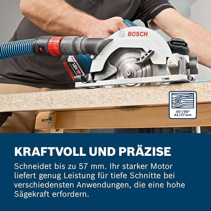 Bosch PRO 18V System Akku Kreissäge GKS 18V-57 G (Sägeblatt-Ø: 165mm, Schnitttiefe: 57 mm, inkl. L-BOXX, ohne Akku/Ladegerät)