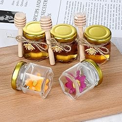 XING-RUIYANG 1.5 oz Hexagon Mini Glass Honey Jars