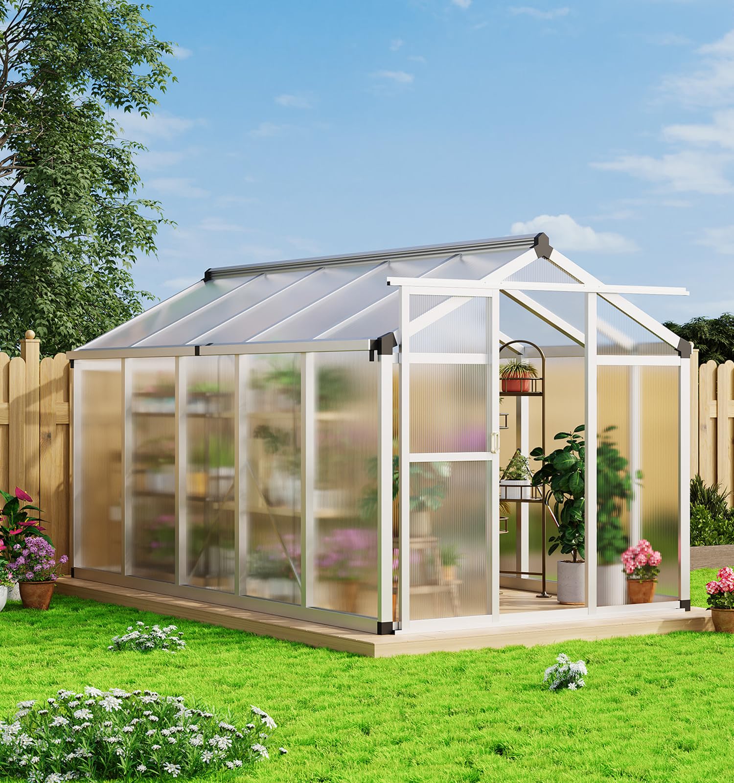 Photo 1 of ** THE ITEM IS INCOMPLETE. THERE IS ONLY ONE BOX OF TWO; BOX 1: BOX 2 IS MISSING**
Garvee 6x10 ft Greenhouse - Aluminum Greenhouses for Outdoors, Large Polycarbonate Greenhouse with Roof Vent, Heavy Duty Walk-in Green Houses for Outside Garden, Backya