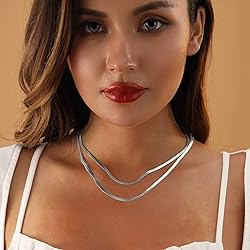 YANODA Herringbone Necklace for Women,14K Gold