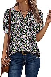 KISSMODA Women's Tunic Tops Casual V Neck Short