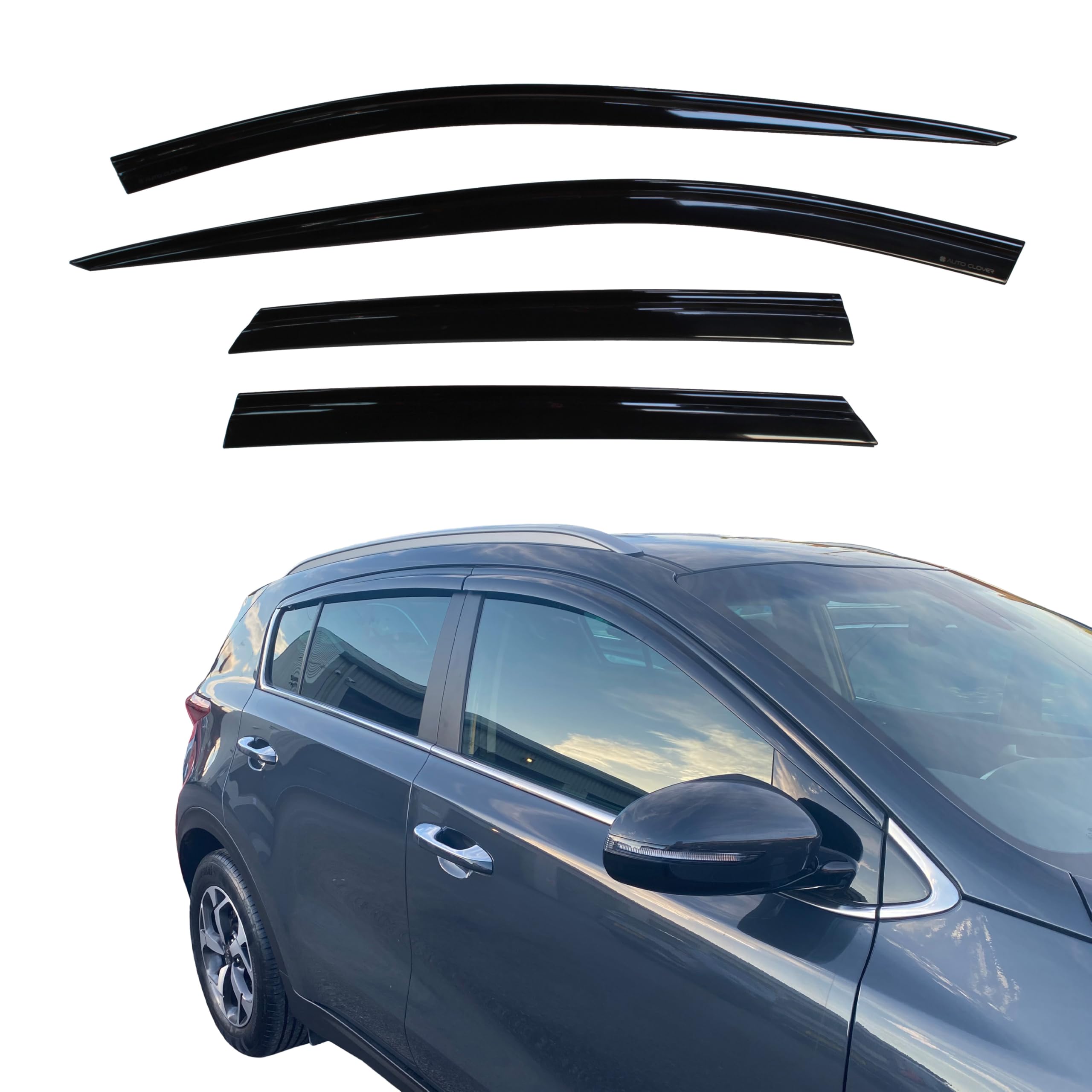 AUTO CLOVER Wind Deflectors Set for Kia Sportage 2016-2021 (4 pieces)