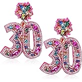 Birthday Earrings for Women, Handmade Beaded Drop Dangle Birthday Earrings for Birthday Party Celebration Outfits Jewelry Gifts for Her